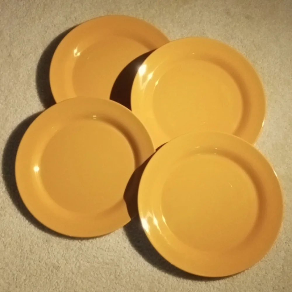 The Galleyware Company mustard plates NWT set of 4 MISSING NON SLIP RING